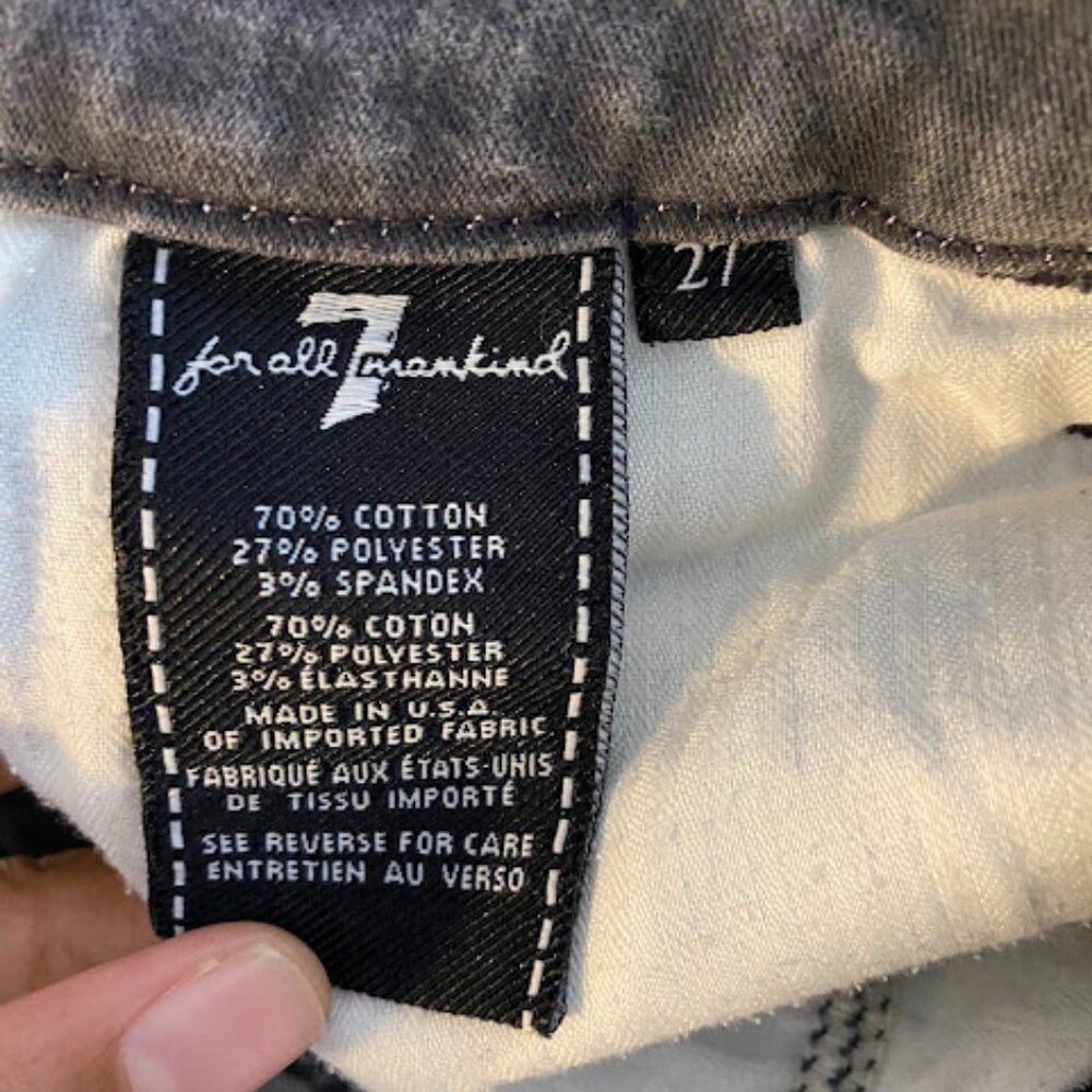 7 For All Mankind The High Waist Washed Black Women's Ankle Skinny Jeans Size 27 - Picture 11 of 12